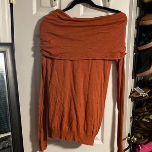 Off the shoulder orange shirt